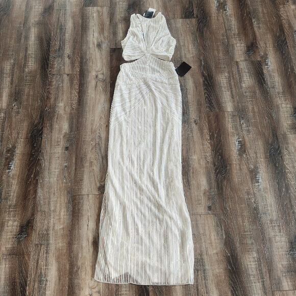 Retrofete Millie Dress in Geo White Sequin Size XS NWT Cutout Sleeveless Maxi - Picture 3 of 13